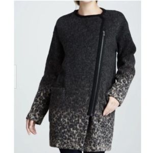 Rebecca Taylor Grey Ombre Leopard Wool Jacket.